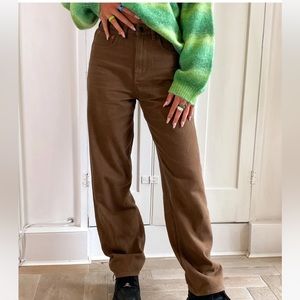 MOTEL ROCKS Parallel Wide Leg Jeans in Rich Brown. 33L